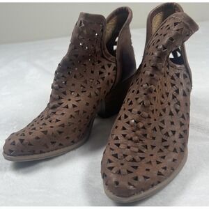 Musse‎ & Cloud Boots Womens Size 8 Brown Leather Cutout Ankle Booties Shoes